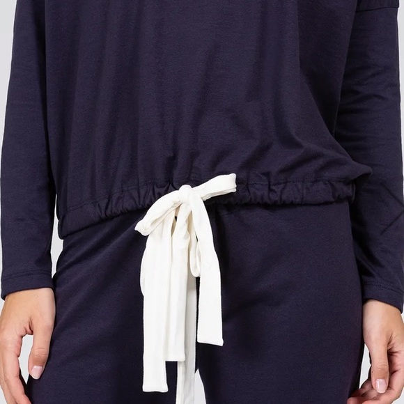 Eberjey heather cotton blend slouchy top in navy size s - Picture 4 of 4